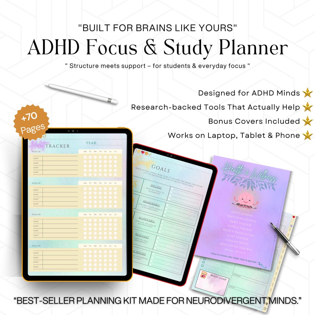 Life-saving ADHD College Planner | Digital Hyperlinked Study Organizer ...
