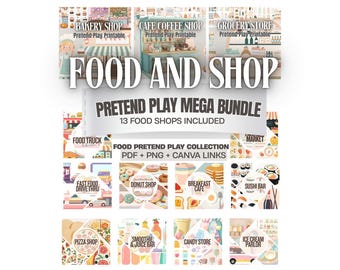 Printbaar megapakket met themawinkel voor kinderen | Café, bakkerij, supermarkt, pizzeria, ijssalon - PDF