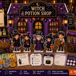 Halloween Witch Potion Shop Printable Potion Lab Pretend Play Build Your Own Magic Shop Kids Activity Instant Download