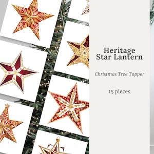 Kerstboomtopper Heritage Star Lantaarn Ornament Set Vakantie Hangende Decor DIY Papieren Lantaarn Ster Kerstfeest Decoratie Pakket Cadeau