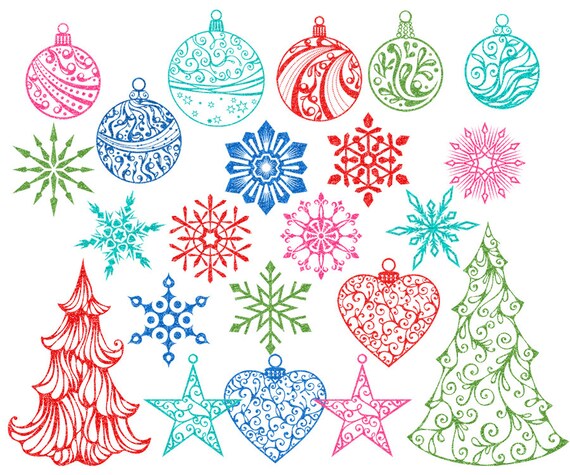 Items similar to Glitter Christmas clipart Christmas ornaments Holiday clipart Christmas clip