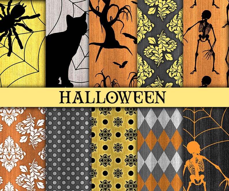 Halloween Digital Paper Halloween Printable Paper Halloween Etsy
