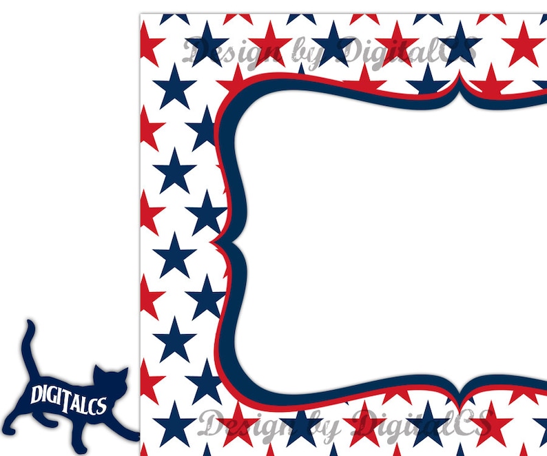 4th of July Clipart frames digital frame clipart clip art Independence day digital border PNG Stars and Stripes Patriotic