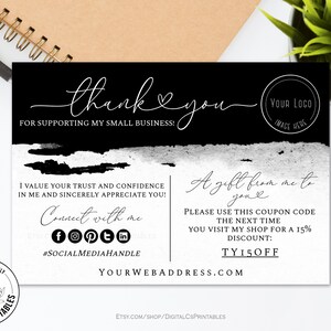 Editable Customer Appreciation Card Business Template Black Printable ...