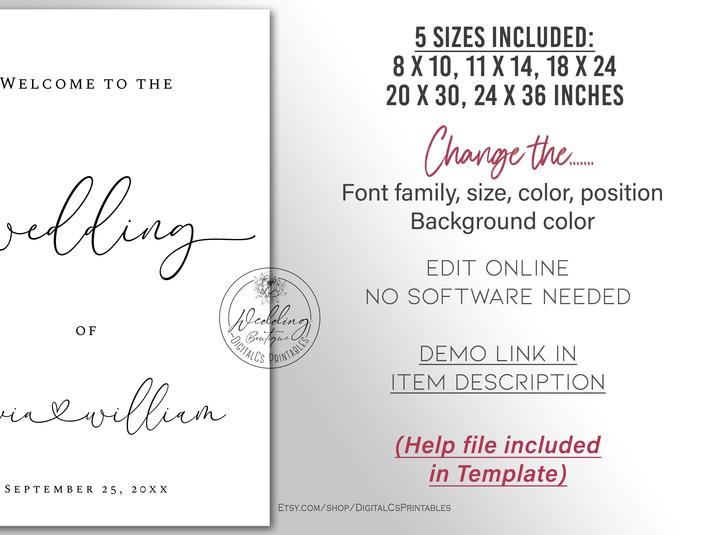 Custom Editable Wedding Sign Template Modern Minimalist Create Your Own ...