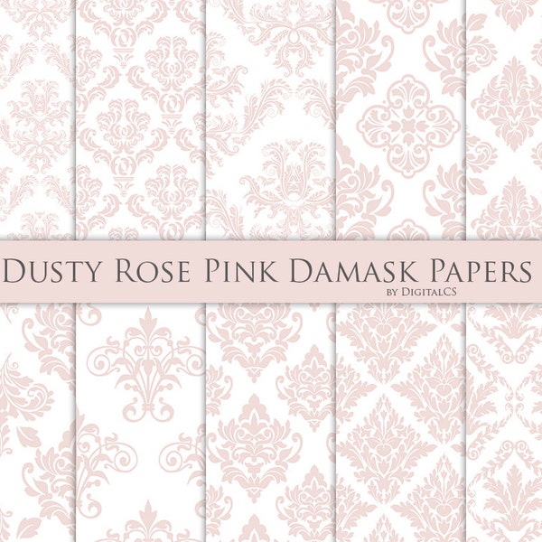 Dusty rose pink damask digital paper Dusty rose digital paper Dusty pink paper Commercial use pink Wedding digital paper ornamental