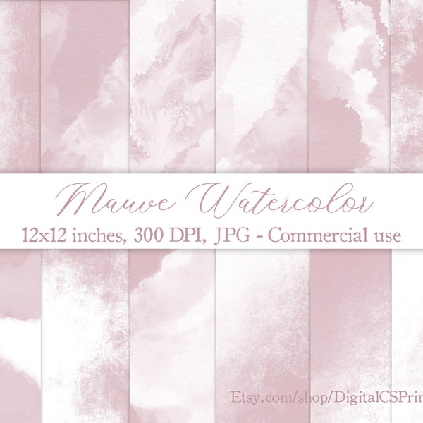 Mauve digital paper pale purple watercolor papers Commercial use Watercolor texture watercolor paper pastel purple texture mallow