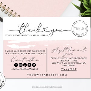 Editable Customer Appreciation Card Business Template Blush Printable ...