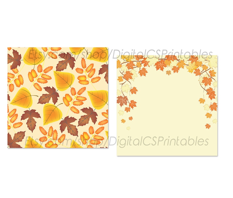 Fall Digital Paper Fall Printable Paper Commercial Use Autumn Leaves ...
