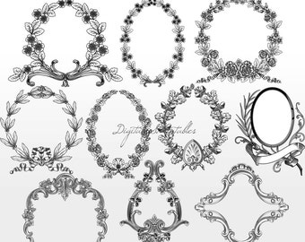 Digital frames clipart Floral frame clipart Border clipart Digital borders Frame clip art border clip art Frame digital Border digital