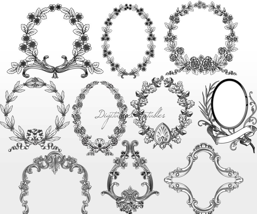 Digital Frames Clipart Floral Frame Clipart Border Clipart Digital