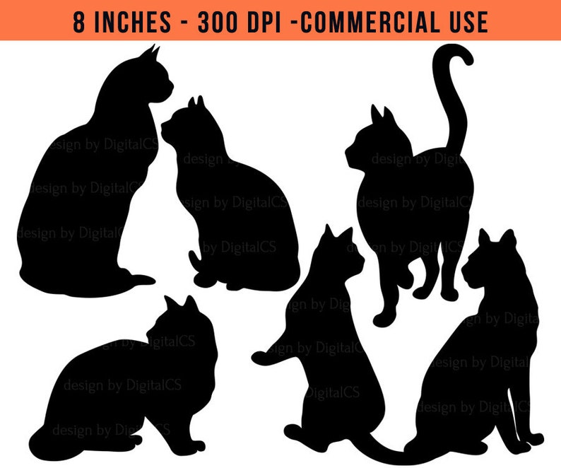 Cat clipart Black cat clip art Halloween clipart Halloween cat Catlover Cat lover vdigital PNG commercial use clipart image 2