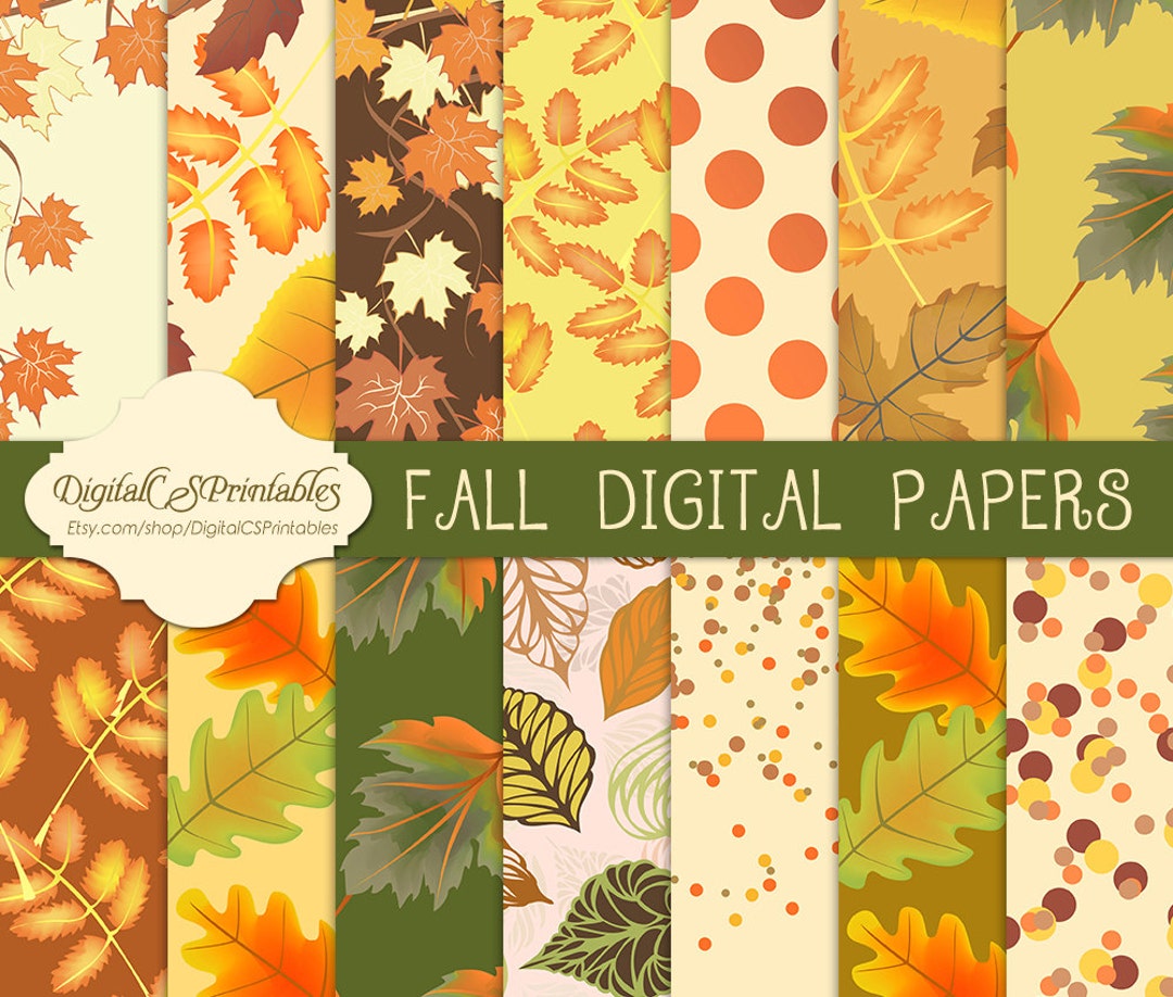 Fall Digital Paper Fall Printable Paper Commercial Use Autumn Leaves Fall Digital Paper Fall Printable Paper Commercial Use Autumn Leaves