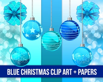 Blue Christmas clipart Holiday clipart Christmas clip art Digital clipart digital png christmas balls Christmas digital paper