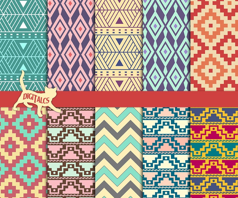 Aztec Digital Paper Aztec Tribal Digital Paper Tribal - Etsy