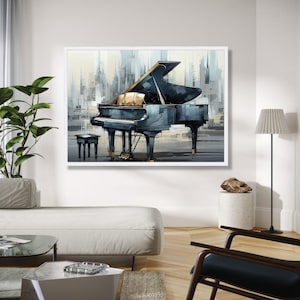 Elegant Grand Piano Canvas Wall Art, Modern Music Room Decor, Artistic Instrument Painting, Contemporary Home Gift Art, Home Decor, Print