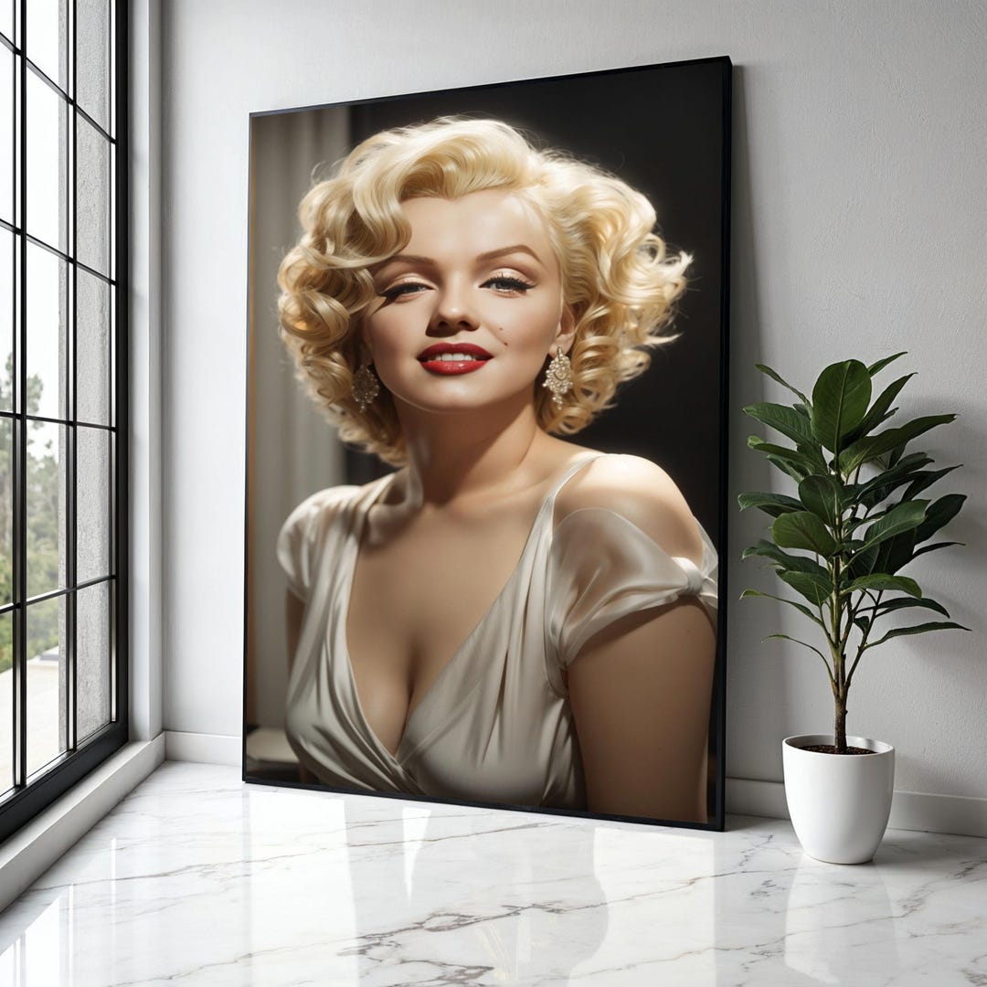 Marilyn Monroe Glamour Portrait Canvas, Vintage Hollywood Icon Wall Art ...