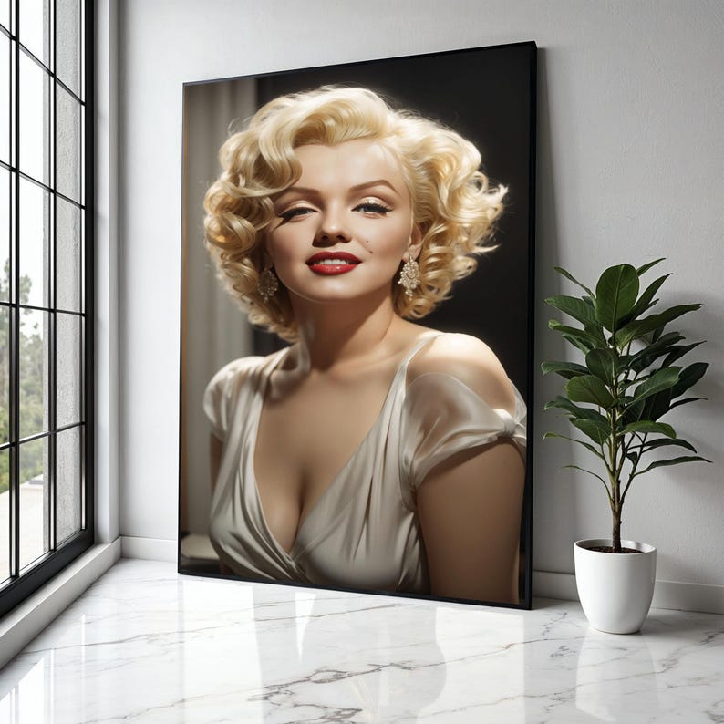 Marilyn Monroe Glamour Portrait Canvas, Vintage Hollywood Icon Wall Art ...