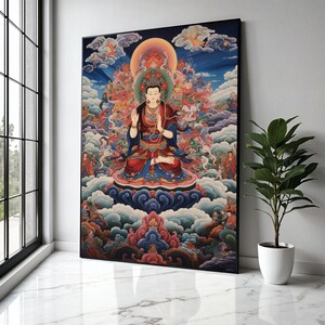Spiritueller Buddha Buddha Wandkunst, Meditation Pose Heilige Malerei, Tibetisch Buddhistisches Kunstwerk, Friedliches Zen Haus Geschenk Kunst, Wohnkultur, Druck