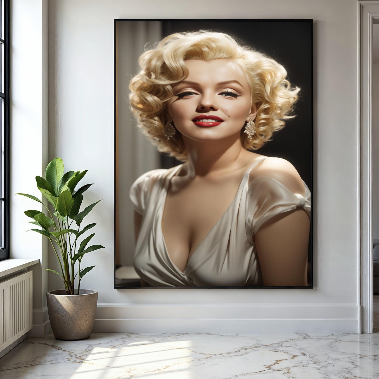 Marilyn Monroe Glamour Portrait Canvas, Vintage Hollywood Icon Wall Art ...