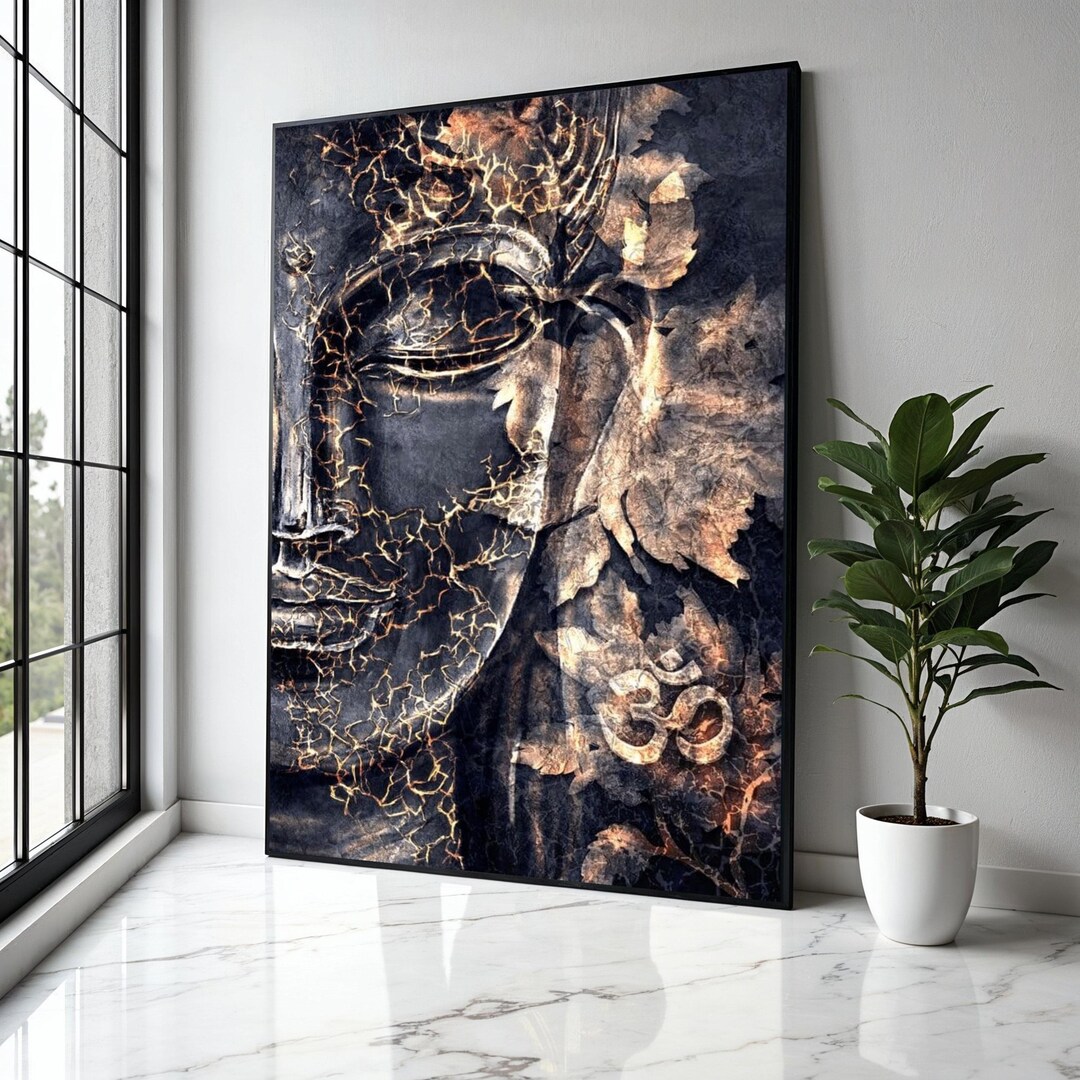 Serene Buddha Face Canvas Wall Art, Spiritual Home Decor, Meditation ...