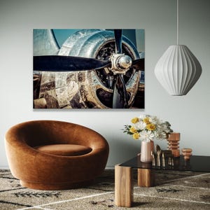 Vintage Airplane Propeller Canvas, Retro Aircraft Metal Wall Art, Industrial Aviation Decor, Classic Plane Gift Art, Home Decor, Print