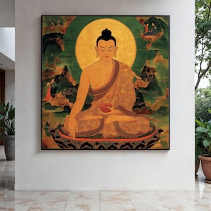Meditative Buddha Painting Canvas, Spiritual Wall Art, Asian Art Print, Zen Decor, Buddha Meditation Canvas, Gift Art, Home Decor, Print
