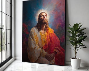 Radiant Jesus Christ Portrait Canvas, Spiritual Religious Wall Art, Prayer Inspiration Decoration, Christian Gift Art, Home Decor, Print