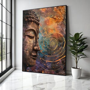 Tranquil Buddha Face Canvas, Abstract Spiritual Wall Art, Meditation Home Decor, Zen Art Print, Peaceful Canvas Gift Art, Home Decor, Print