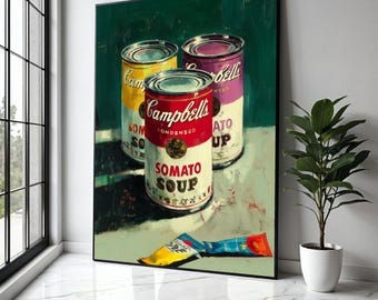 Campbell's Soup Cans Art Print, Pop Art Canvas Wall Art, Colorful