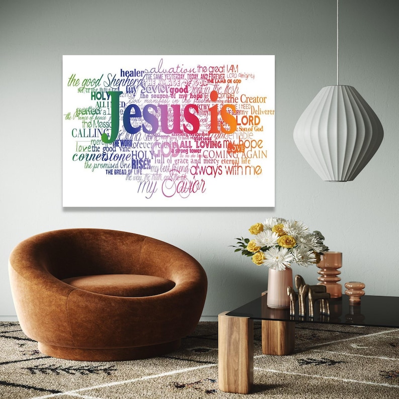 Jesus is Inspirational Word Art Canvas, Christian Scripture Wall Decor