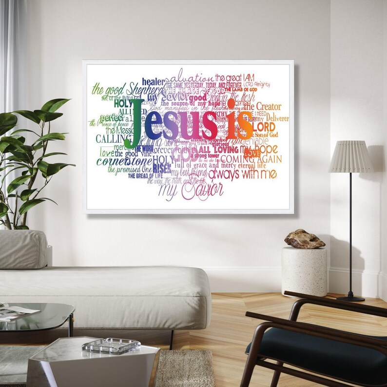Jesus is Inspirational Word Art Canvas, Christian Scripture Wall Decor