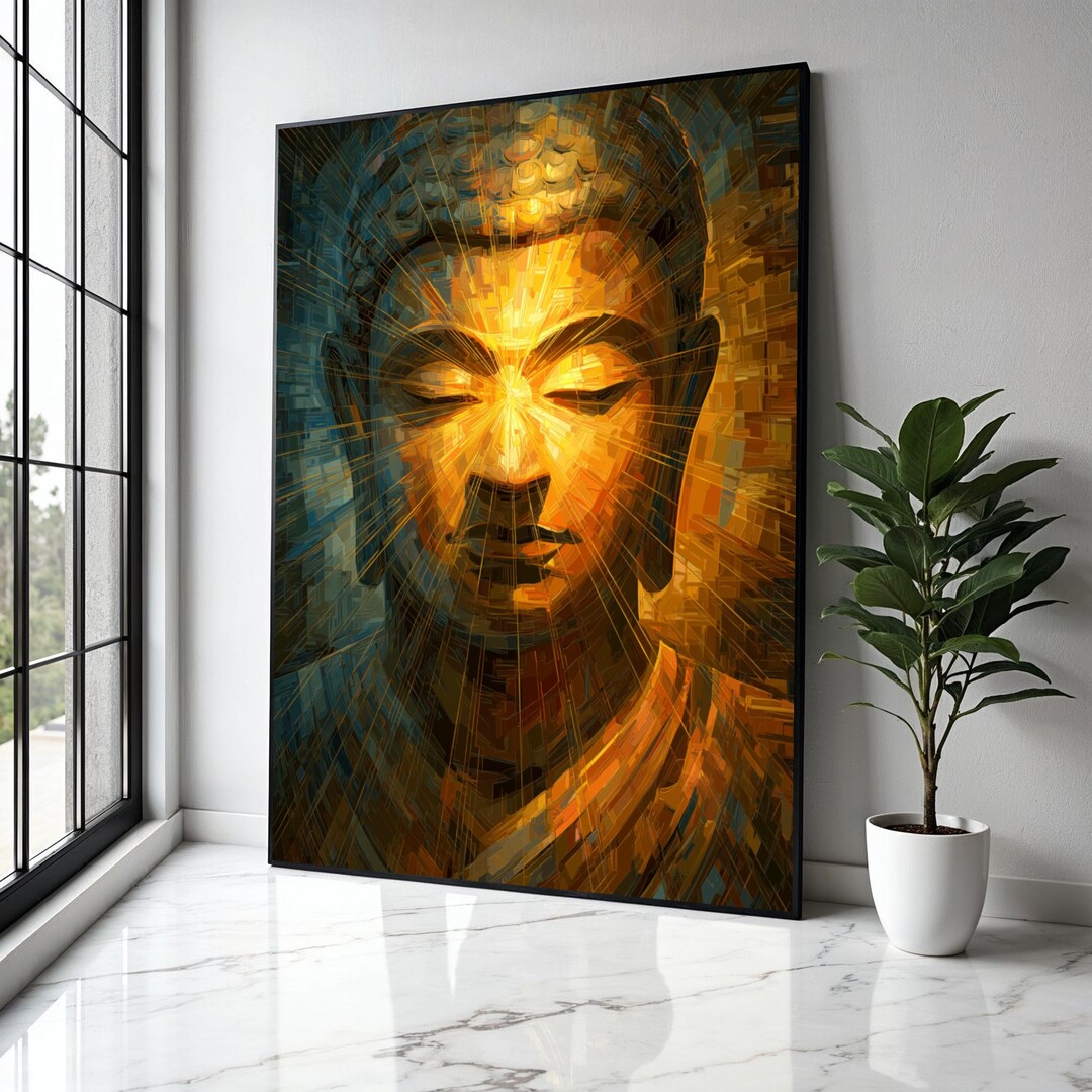 Radiant Buddha Face Canvas Wall Art, Spiritual Meditation Decor ...