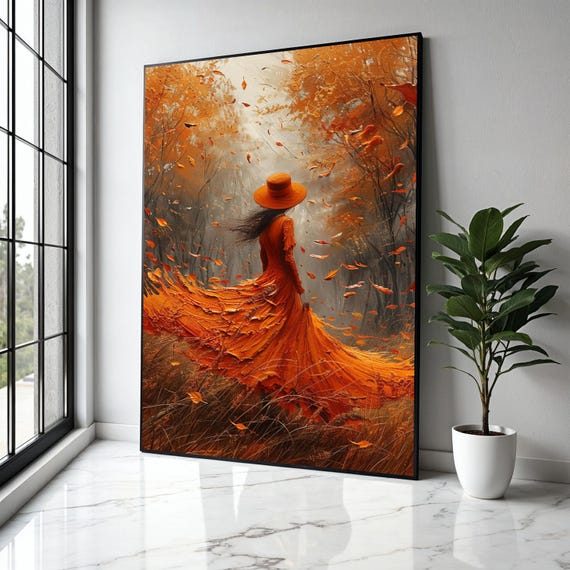 strapless open back dress Art Print 'Flaming June', Woman in an Orange Dress by Frederic Leighto   MinimalType