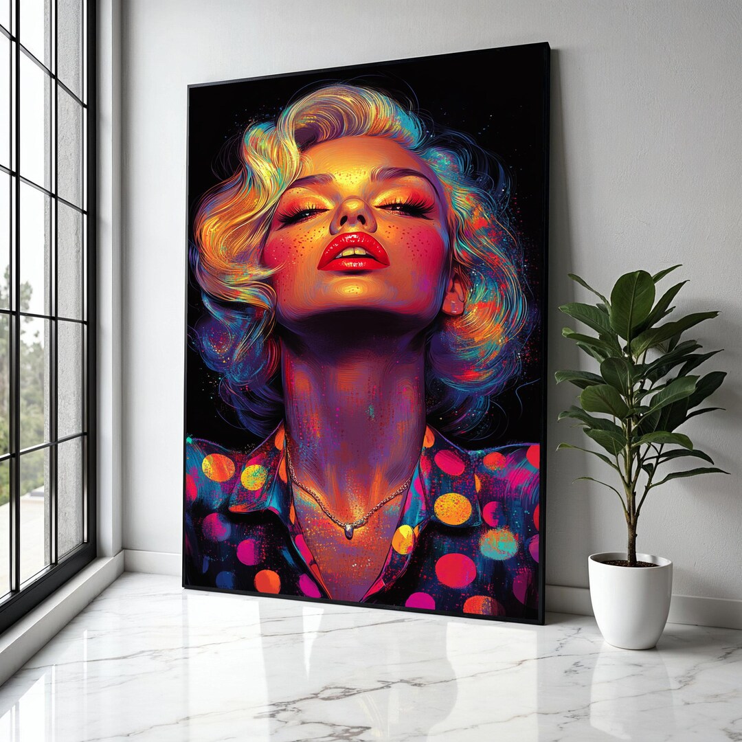 Vibrant Retro Glam Portrait Canvas, Colorful Pop Art Face  display picture 3