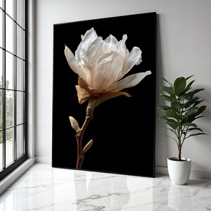 Delicate White Magnolia Bloom Canvas, Botanical Wall Art, Floral Close-Up Canvas, Nature Photography Print, Gift Art, Home Decor, Print