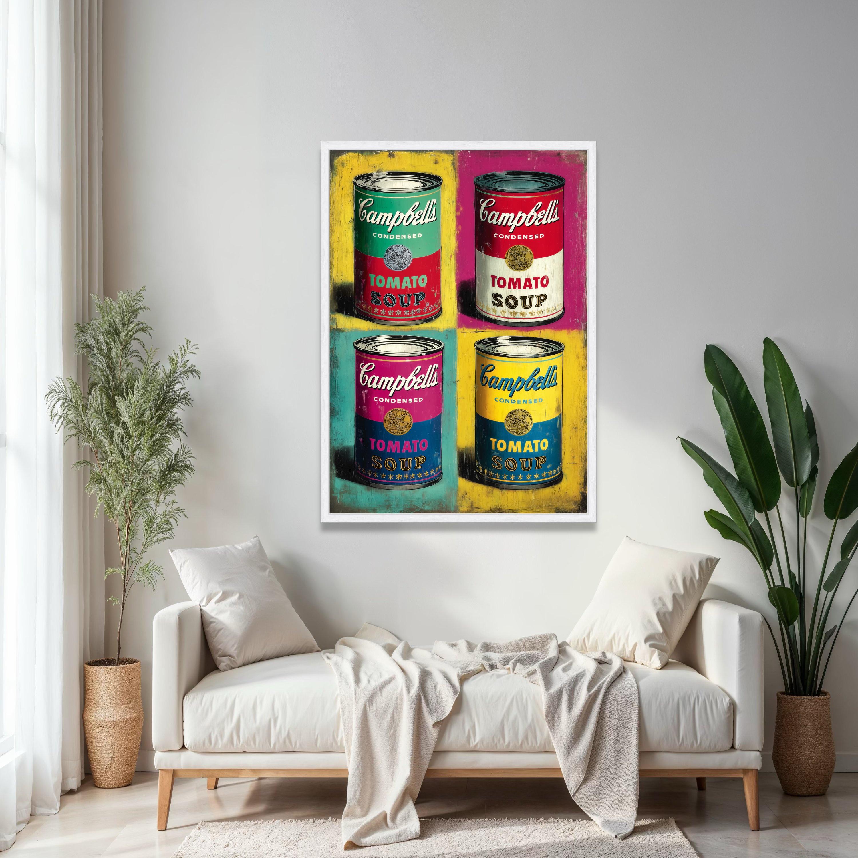 Pop Art Campbell's Soup Cans Canvas, Colorful Retro Kitchen Wall