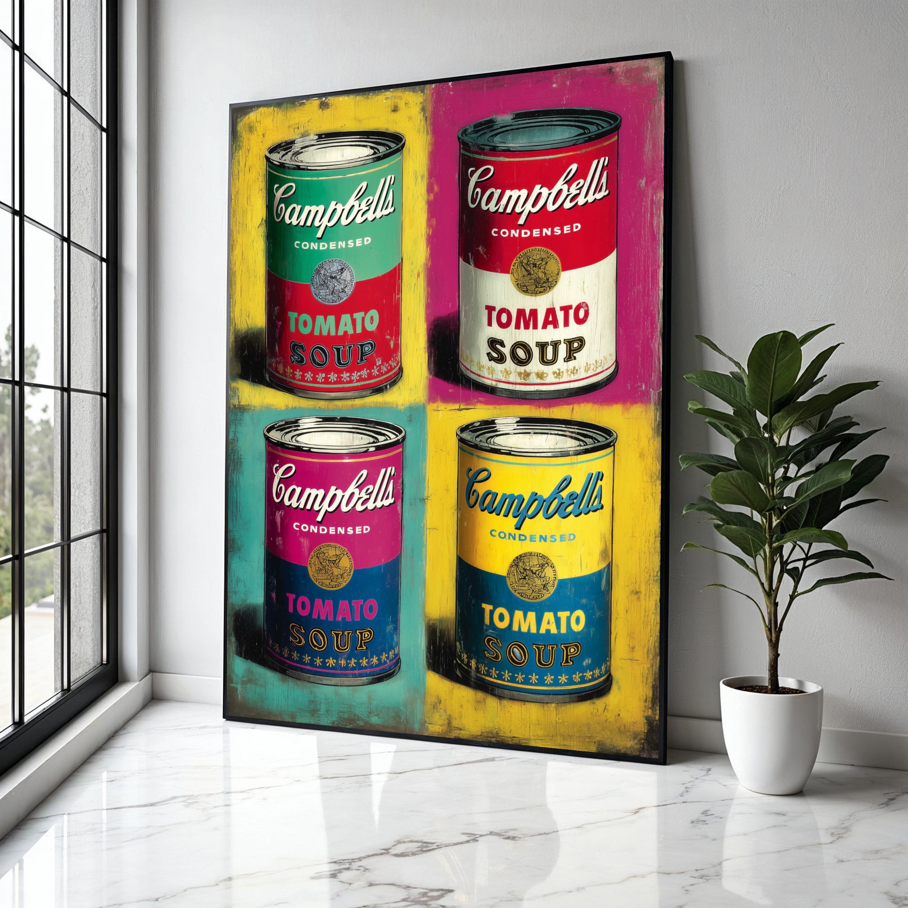 Pop Art Campbell's Soup Cans Canvas, Colorful Retro Kitchen Wall