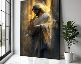 Serene Jesus Christ Canvas Wall Art, Spiritual Religious Decor, Inspirational Christian Canvas, Divine Light Gift Art, Home Decor, Print