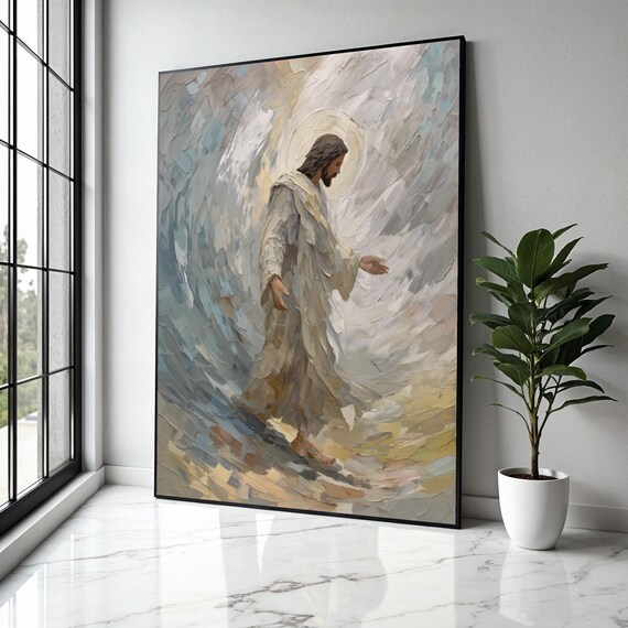 Stampa su tela di Gesù che prega: arte murale cristiana, regalo ispiratore, regalo di Natale - Italia