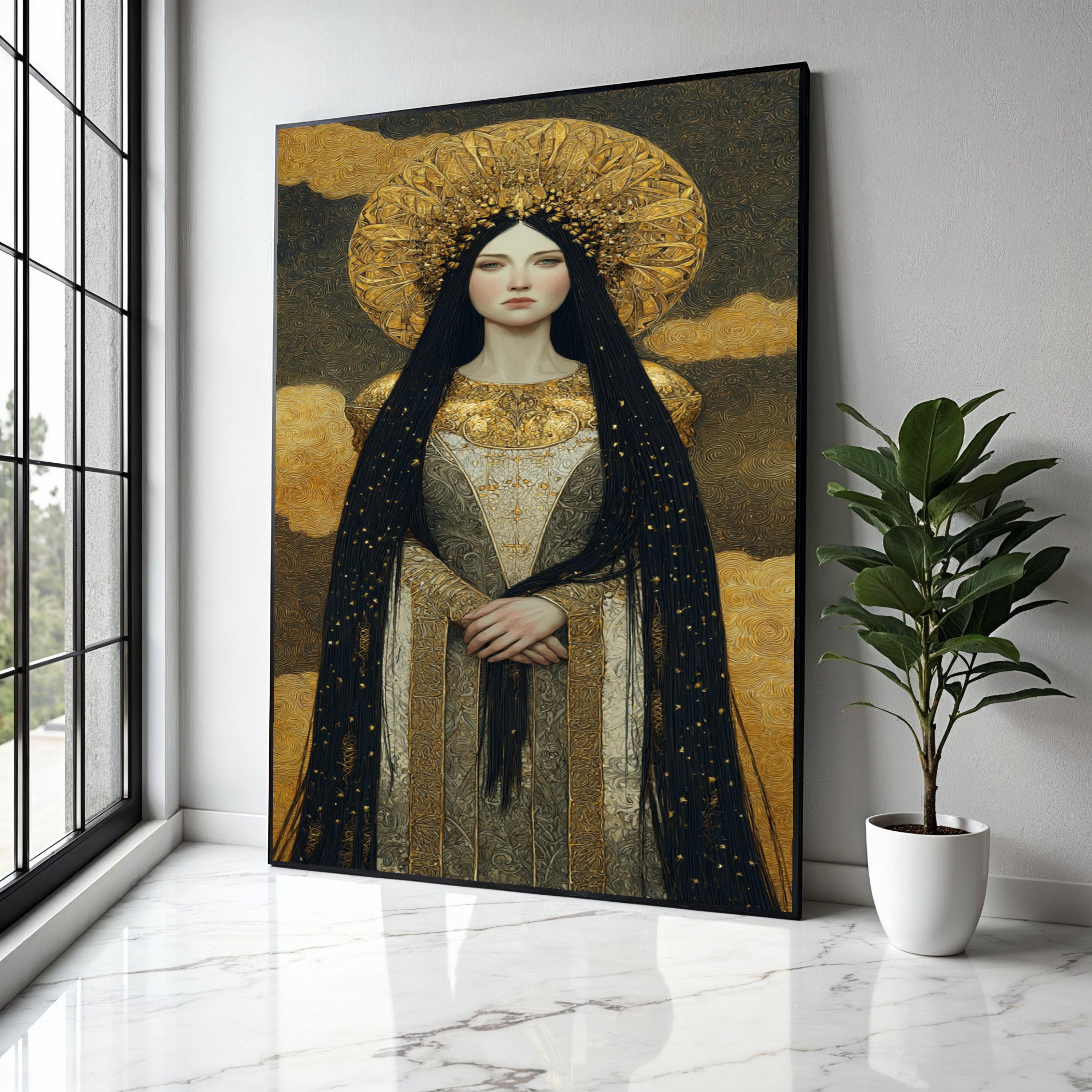 ボルディーニ「黒衣の婦人」キャンバス複製画 豪華木製額装 西洋肖像画 気高い女性の肖像画キャンバス、黄金のハローウォールアート、華やかな