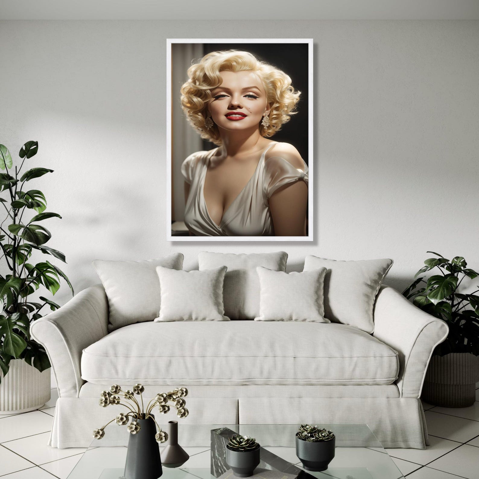 Marilyn Monroe Glamour Portrait Canvas, Vintage Hollywood Icon Wall Art ...