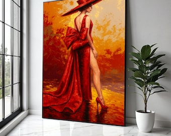 Lady in Red Dress Canvas Print  Fashion Inspired Home Decor - Etsy