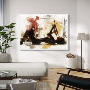 Jazz Musician Silhouette, Abstract Trumpet Canvas, Musical Instrument Art, Modern Wall Decor, Creative Music Gift Art, Home Decor, Print