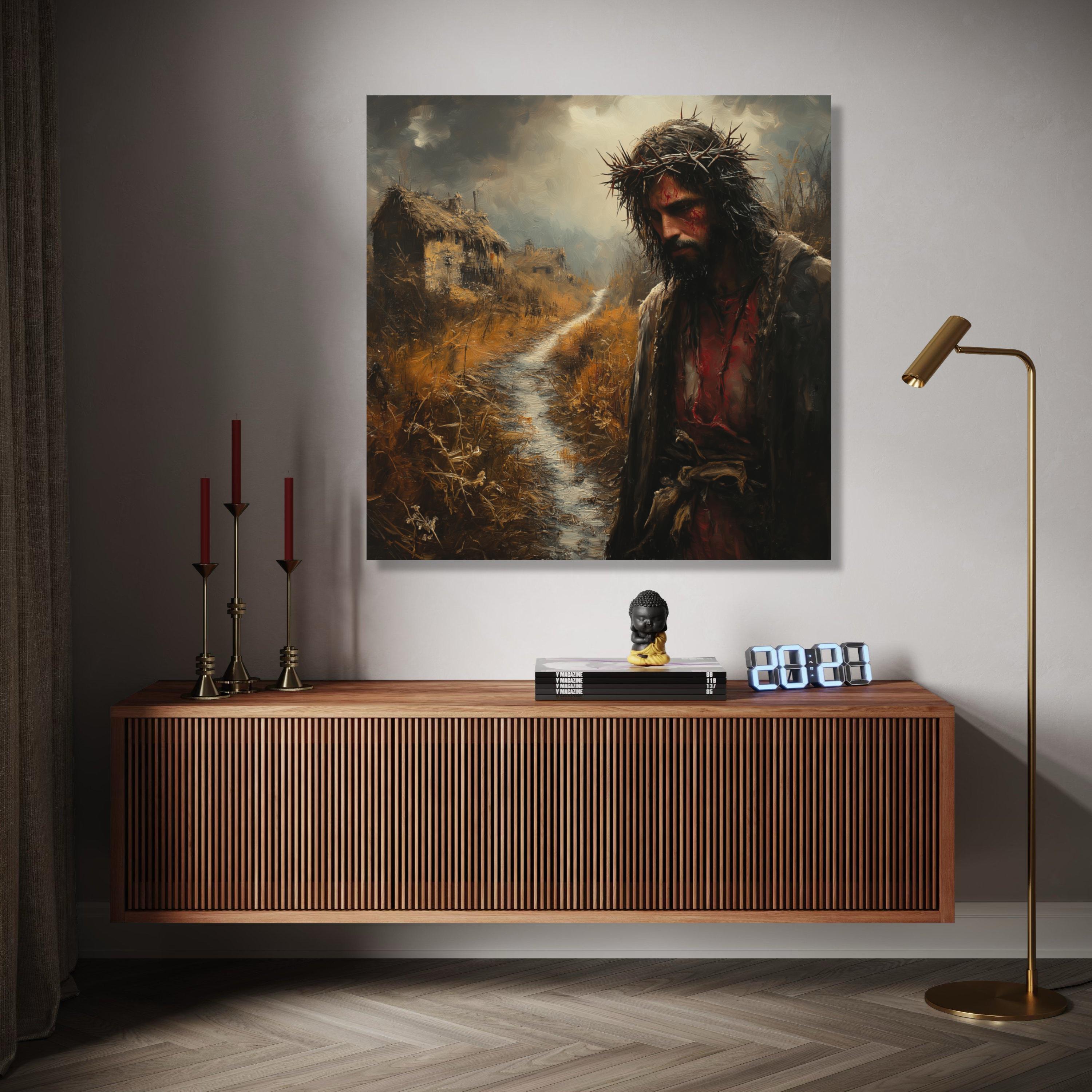 Jesus Christ With Crown of Thorns, Religious Canvas Wall Art ...