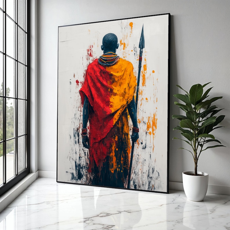Abstract Warrior Pattern Tribal Warrior Abstract Canvas, Maasai Figure Wall Art, African Culture ...