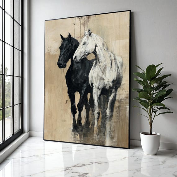 Zckjnoi Decorazione Parete A Forma Di Cavallo In Metallo Nero: Quadro Su Tela 3D, Arredamento Elegante Per Camera Da Letto, Soggiorno O Stanza Ragazza