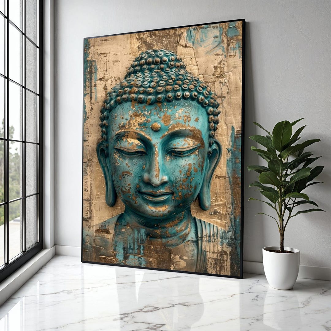 Tranquil Buddha Face Canvas Wall Art, Zen Meditation Decor, Spiritual ...