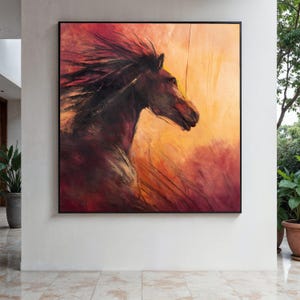 Majestic Running Horse Canvas Wall Art, Abstract Animal Painting, Rustic Home Decor, Nature-Inspired Canvas, Gift Art, Home Decor, Print