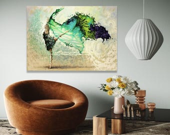 Abstract Ballerina Dance Canvas, Modern Ballet Wall Art, Colorful Movement Painting, Contemporary Dance Decor, Gift Art, Home Decor, Print